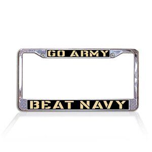 Go Army Beat Navy Chrome Metal License Plate Frame (Officially Licensed Product)